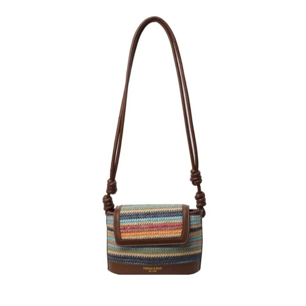 

Повседневная тканая сумка большой емкости, красочная сумка для покупок, соломенная сумка из искусственной кожи, модная богемная сумка на плечо, пляжная