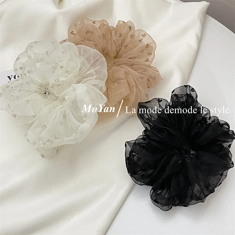 Großes Netz-Haarband für Damen, mit Liebevoll-Flauschiger Verzierung, Elegantes Haargummi, Vielseitig und Langlebig, Gummi-Haarband der Mori-Serie – Detail 10