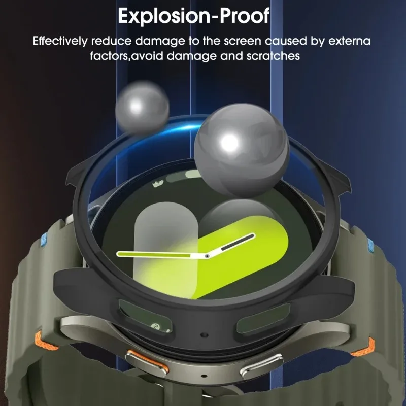 For Samsung Galaxy Watch 7 Protector Case Full Coverage Bumper with Tempered Glass Flim Screen Protective for Watch 7 40mm 44mm