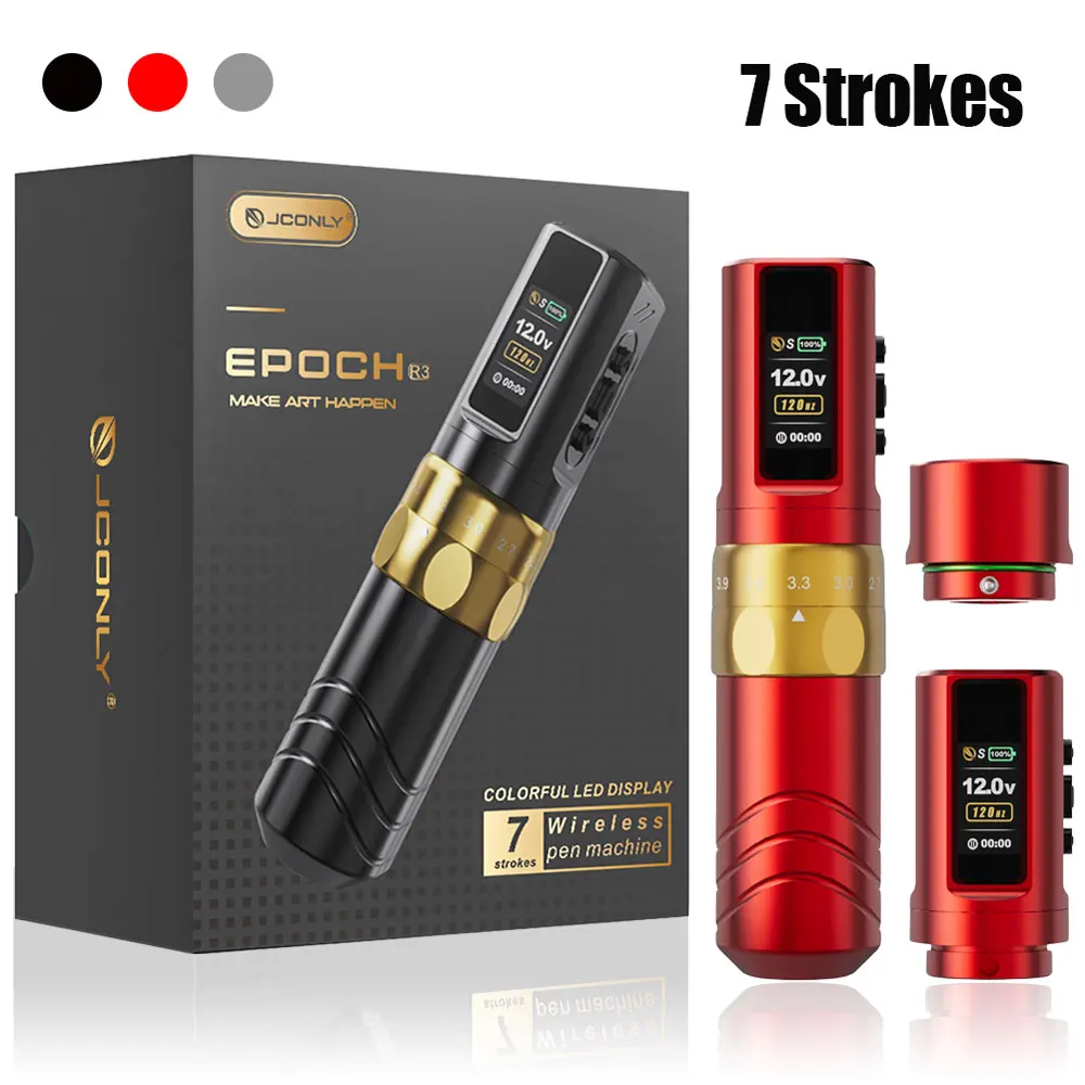 

JCONLY EPOCH Беспроводная машина для татуировки 7-тактная регулируемая перезаряжаемая батарея большой емкости для боди-арта татуировщиков