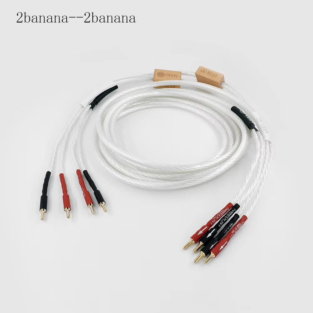 สายเคเบิลเรือธงเงินแท้ 7N พร้อมปลั๊กกล้วยสําหรับสายเชื่อมต่อเครื่องขยายเสียงลําโพง