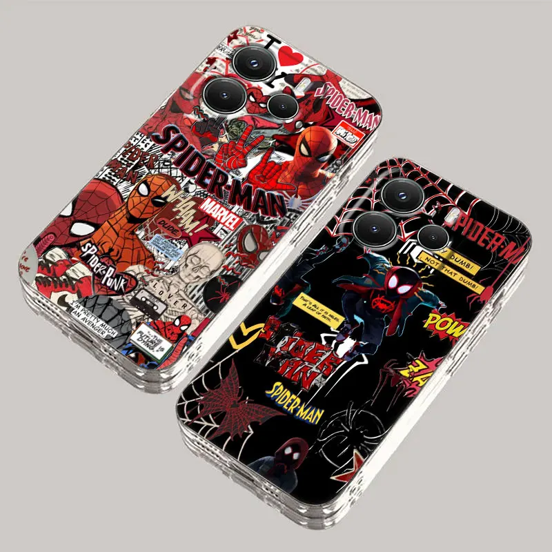 

Marvel Spiderman Comic Punk Phone Case For Xiaomi Redmi 14C 13C 12C Cover for Redmi Note 14 13 12 11 10 9 8 Pro Plus 4G 5G Funda
