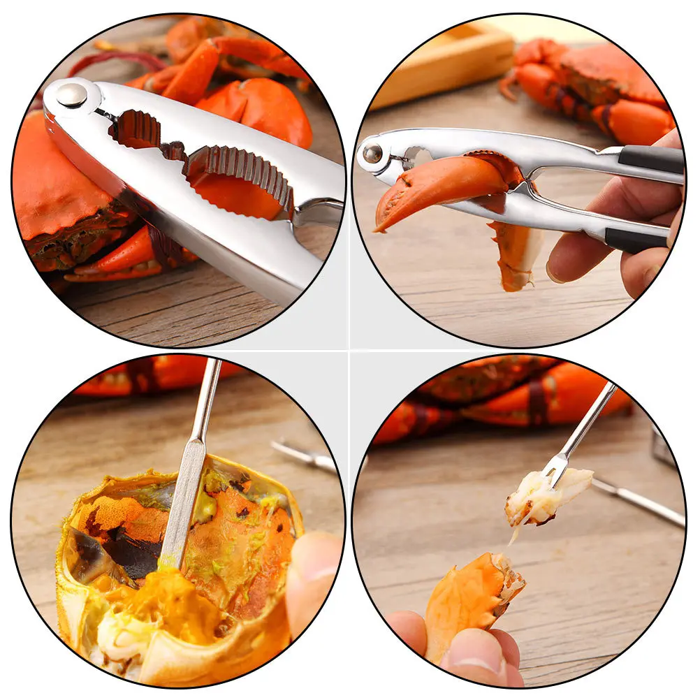

2pcs Nutcracker Set Black Zinc Alloy Walnut Crab Opening Tool Multipurpose Handheld Clip For Nuts Seafood Shell Cracking Clamp