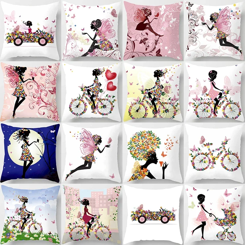 45x45cm Pink Girl Pillowcase Decorative Sofa Cushion Case Bed  Cover Home Decor Car   Cute