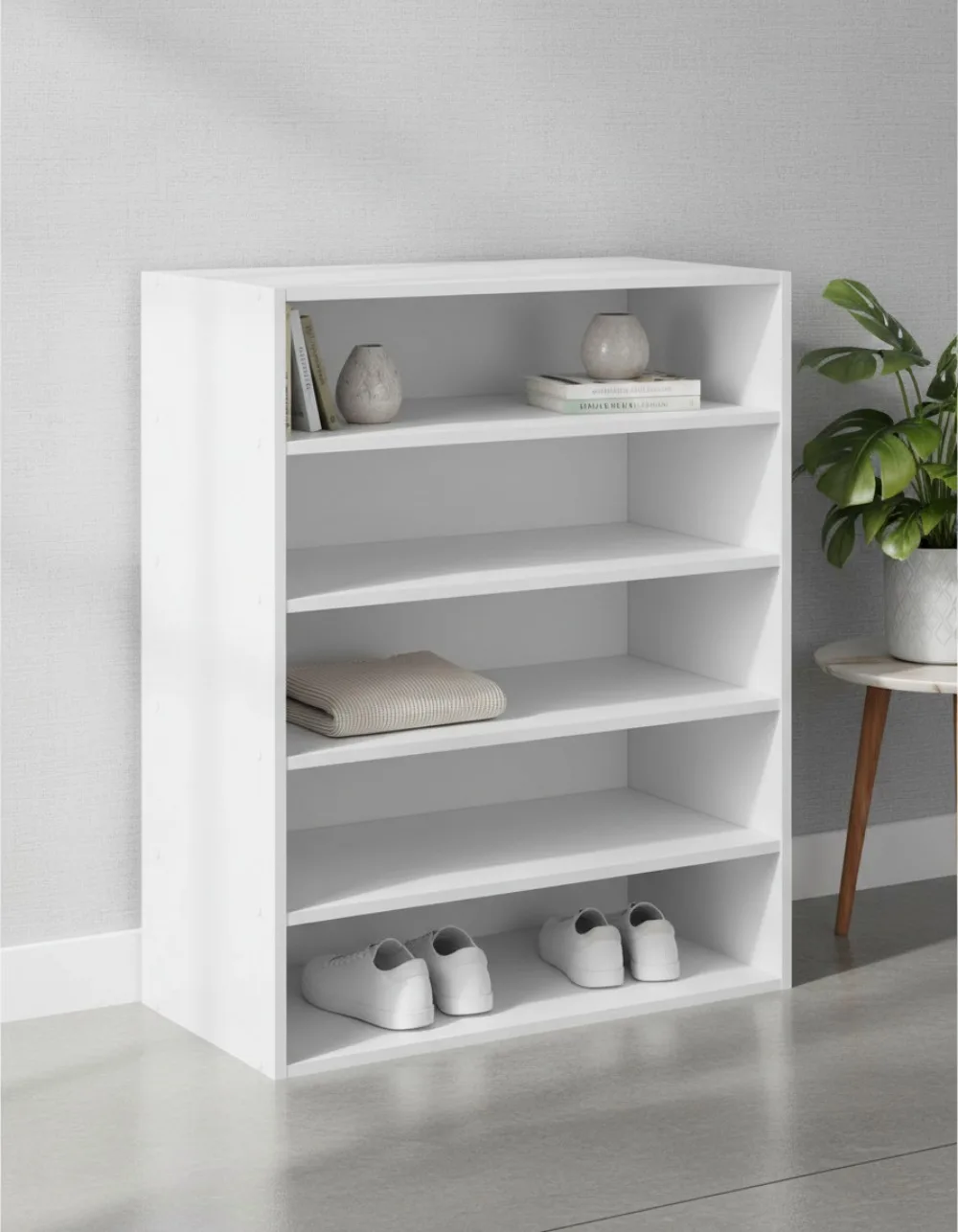 

Штабелируемый органайзер для обуви с 5 полками, белый - прочный стеллаж для хранения ламината для дома