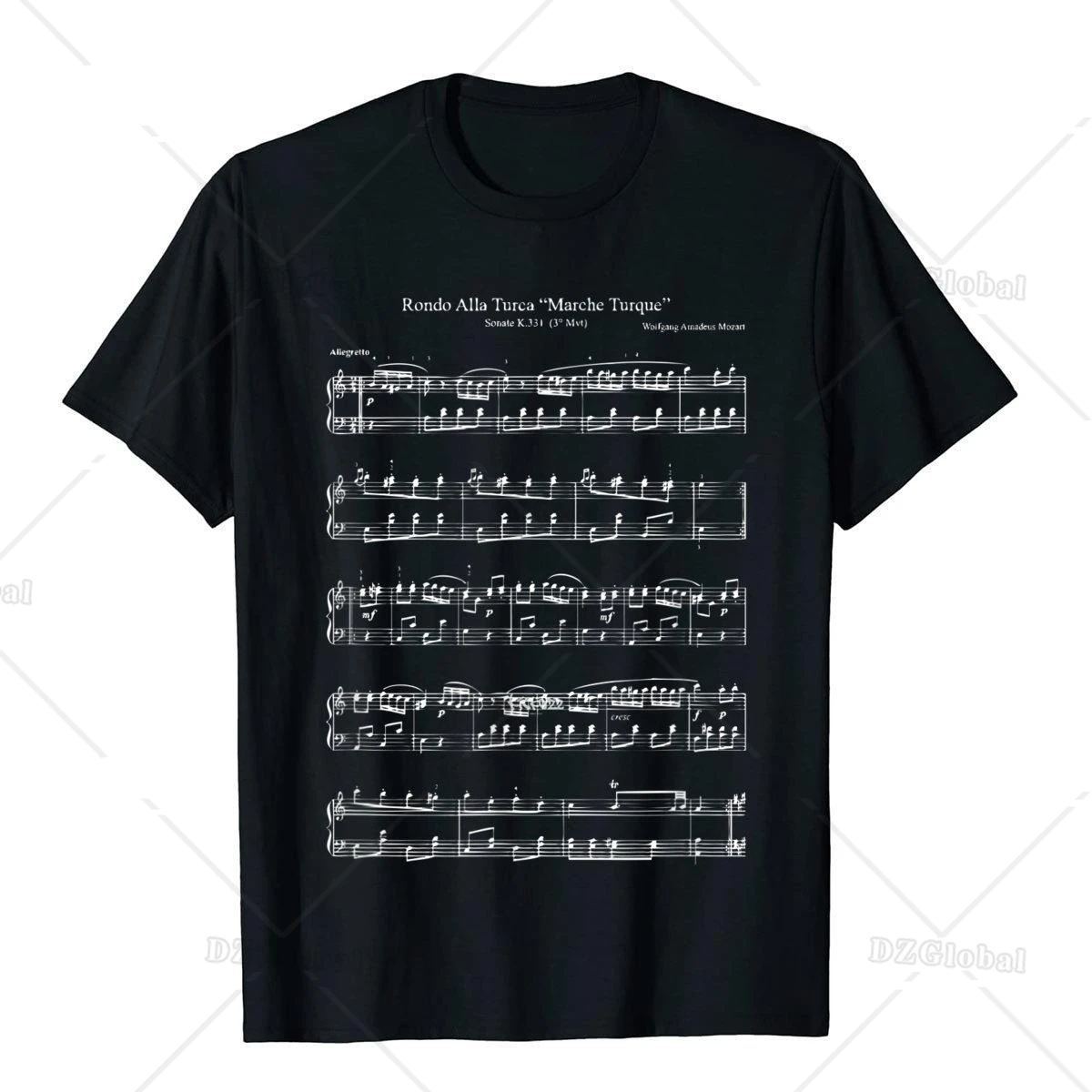 Mozart Music Notes Score Rondo Alla Turca Funny T-Shirt Cosie Cotton Mens Tees Fashionable Cheap Harajuku T Shirts