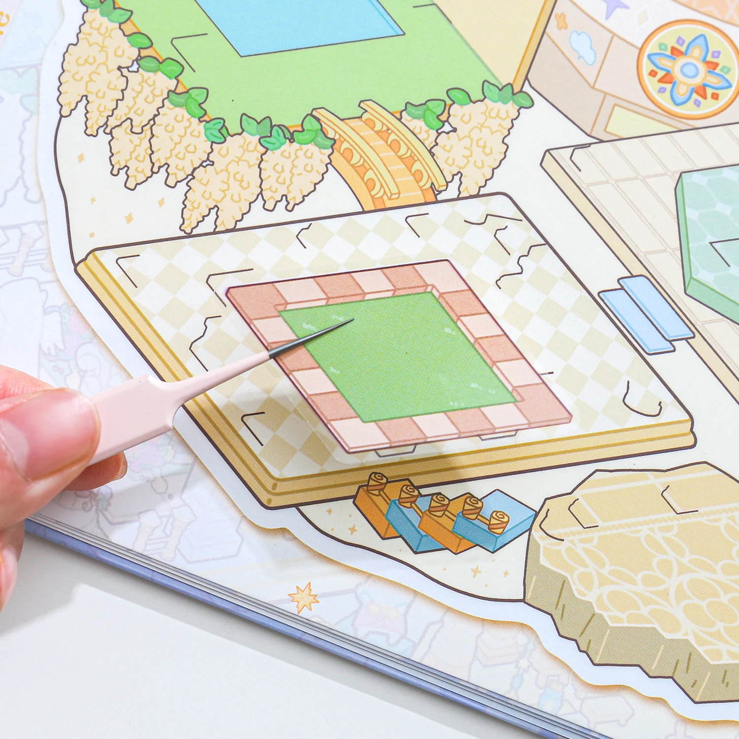 20Sheets Fantasy Map Sticker Book Kawaii Cartoon Pattern Self Adhesive Stickers for DIY Journaling Scrapbooking Decoration