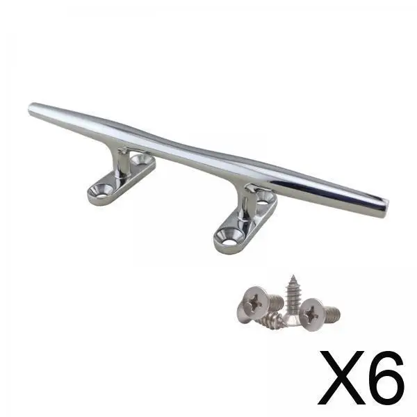 6xBoat Dock Cleat Durable Professional พร้อมสกรูติดตั้ง 4 ตัว เกรดสำหรับงานทางทะเล ขนาด 4 นิ้ว