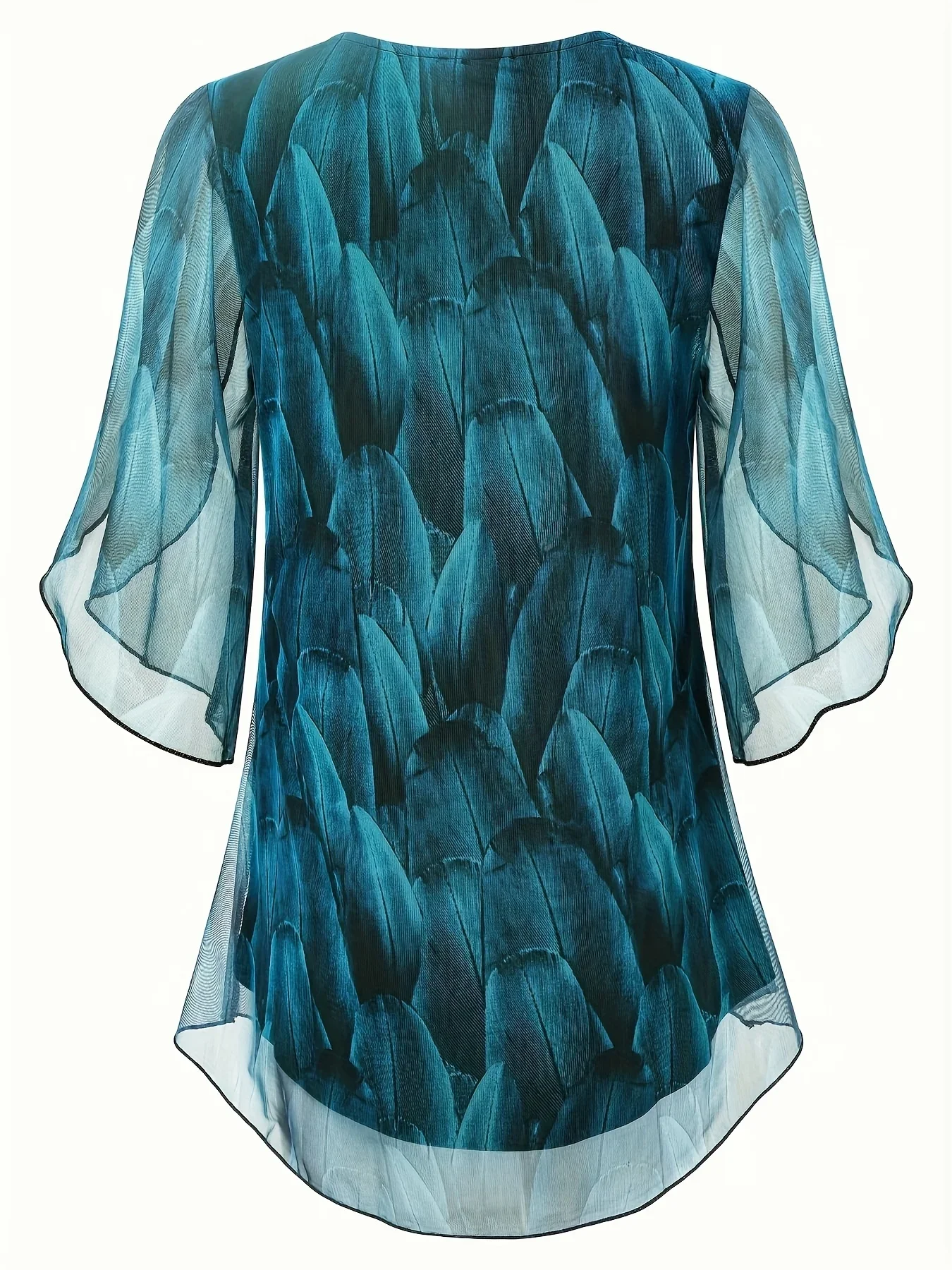 Kemeja Blus Cetak Elegan Longgar Fashion Wanita Ukuran Besar 1XL-5XL Atasan Kemeja Blus Boho Setengah Lengan Leher-o Kasual Wanita