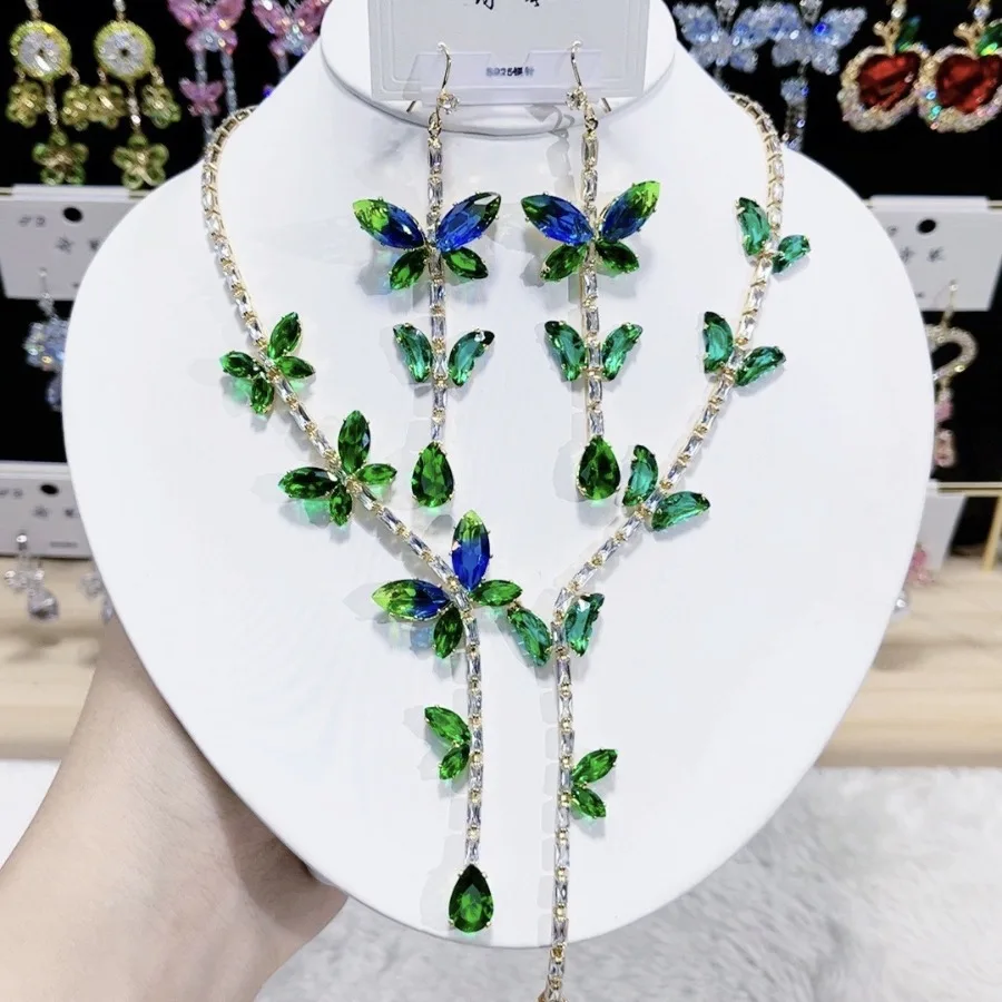

Fashion Zircon Luxury Necklace And Earring Set for Women Elegant Jewelry Combo