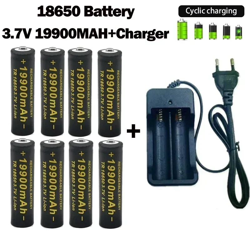 18650 Battery Rechargeable Battery 2024NewBest-selling 3.7V19900mAh+Charger Capacity Li-ionBattery ForScrewdriver Remote Control