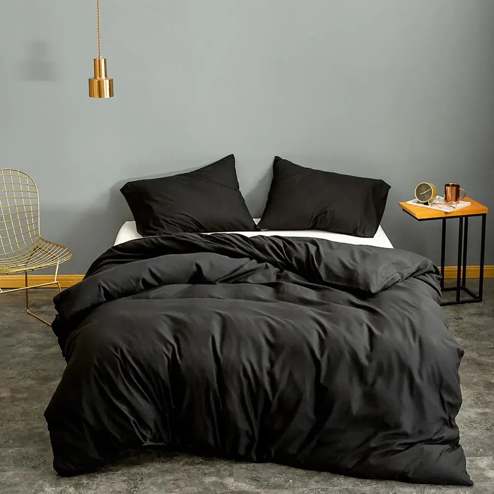 Duvet Cover Queen Size Black Color Bedclothes Comforter Cover King edredom Microfiber Quilt Cover(pillowcase need order Duvets