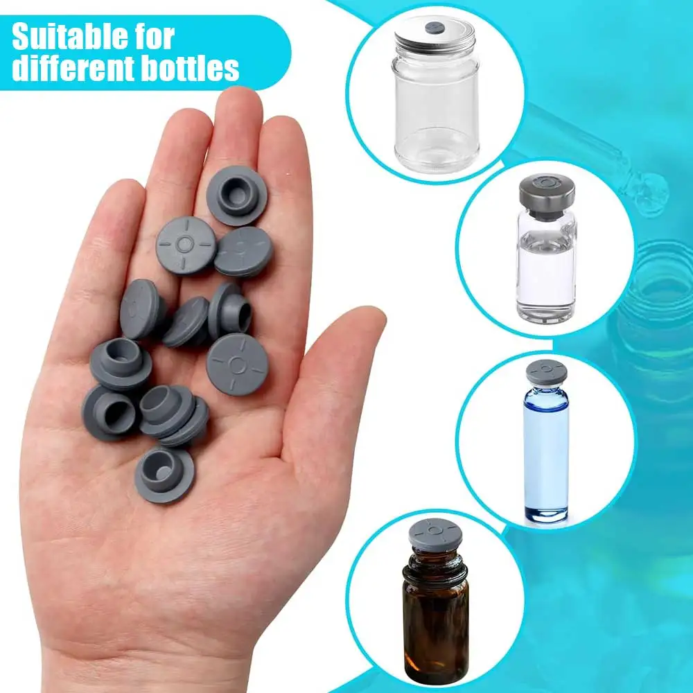 

100Pcs Rubber Stoppers Self Sealing Injection Ports Inoculation Medical for Sealing Organizer 13mm Glass Bottles Vials Opening