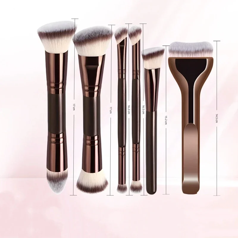 Professional Facial Makeup Tools Set With Facial Double-Ended Makeup Brush Set,Bevel&Taper Foundation Brush Contour Brush