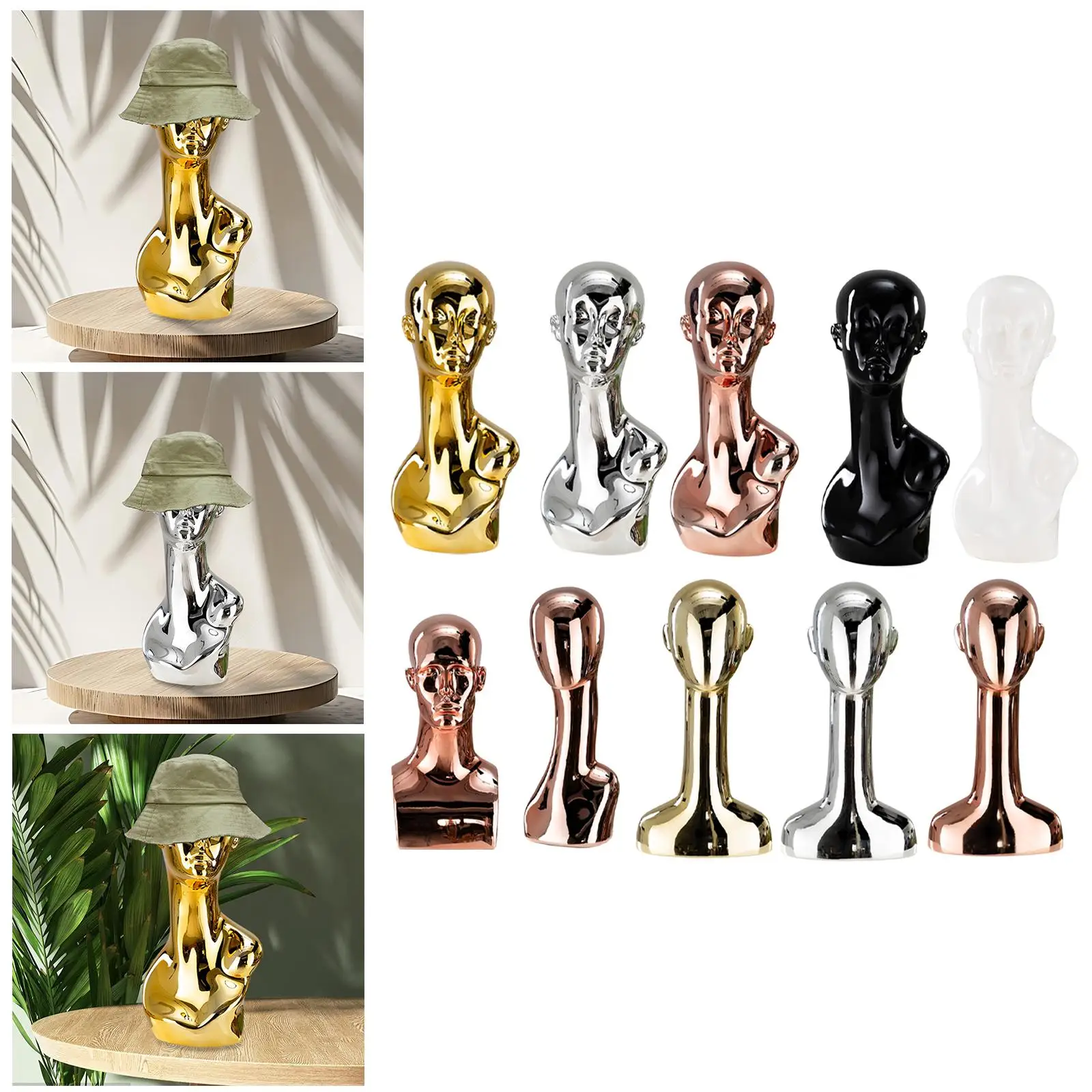 

Mannequin Head Wig Stand Storage Caps Holder for Hair Salon Home Countertop