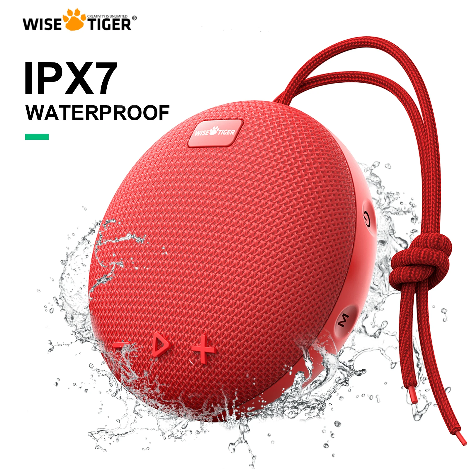 

WISETIGER Outdoor Bluetooth Speaker Portable Sound Box TypeC Charge IPX7 Waterproof Wireless Stereo Surround BT5.0 with Bass