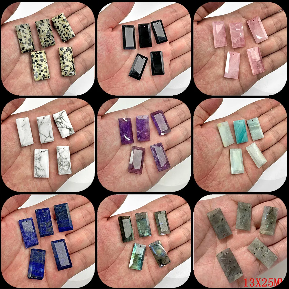 5pcs 13x25MM Rectangle Shape Natural Stone Pendant Charm For Jewelry Making Handmade Necklace Earring Gem Accessories