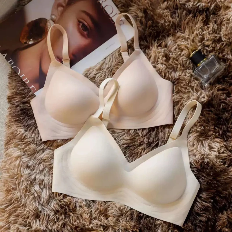 Kleine Brüste für Damen, gerafft, ohne Stahlringe und weiche Stütz-Sport-BHs mit großen Brüsten und kleinem, dünnem Stil