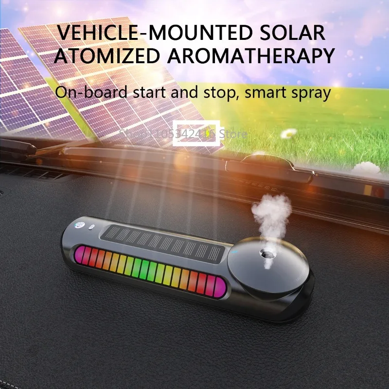 Intelligent Solar Powered Car Voice Controlled Aromatherapy Diffuser, Rechargeable Fragrance Oil Diffuser for Auto Interior