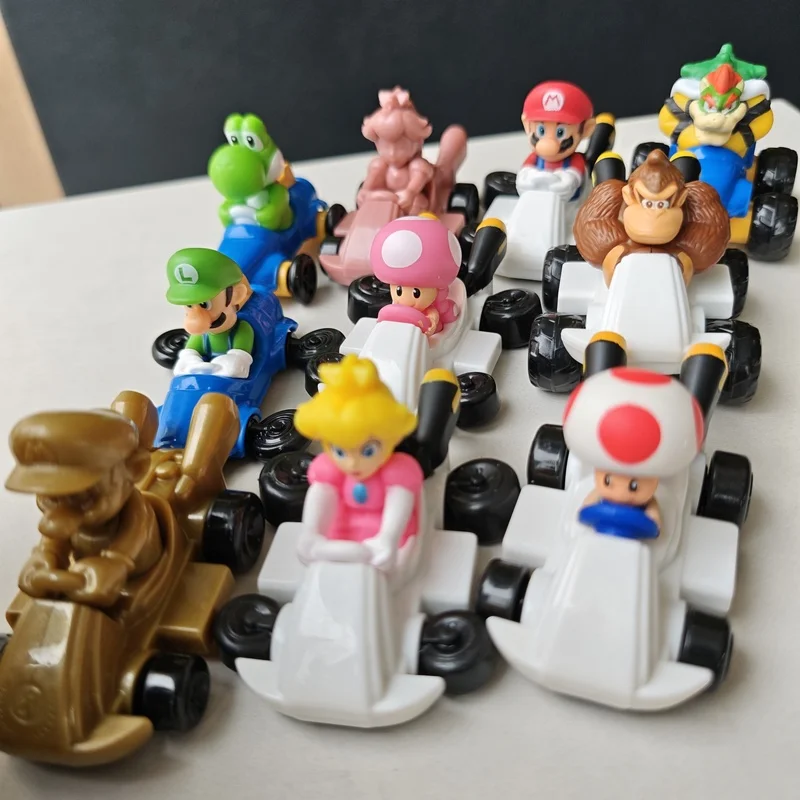 Miniso Mcdonalds Series Marios Bros Figures Karting Toy Happy Meal Toys Figurine Collectible Go Kart Statue Model Kids Gifts