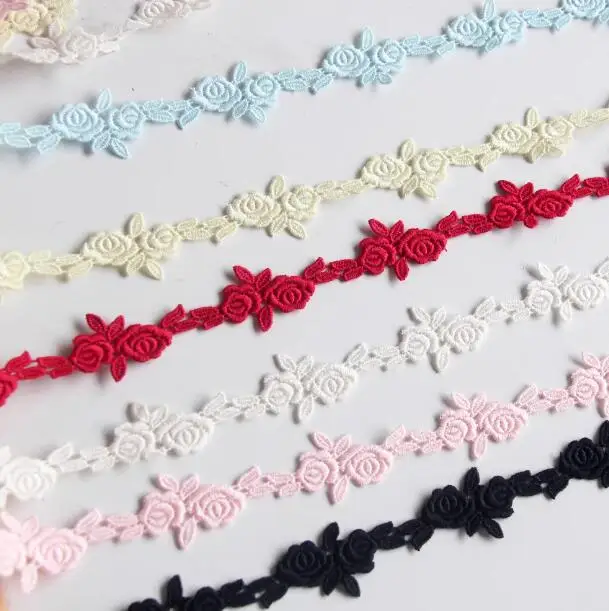 1Yard Width: 2cm (0.80 inch) Fine Lace Small Rose Embroidery Lace Fashion Laces Dress Sewing Accessories Decoration (SS-4279)