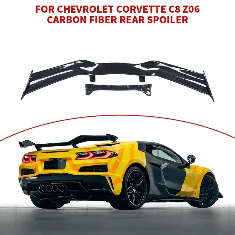High Quality Dry Carbon Fiber Upgraded Z07 Style Rear Racing Wing Spoiler for Chevrolet Corvette C8 Auto Parts