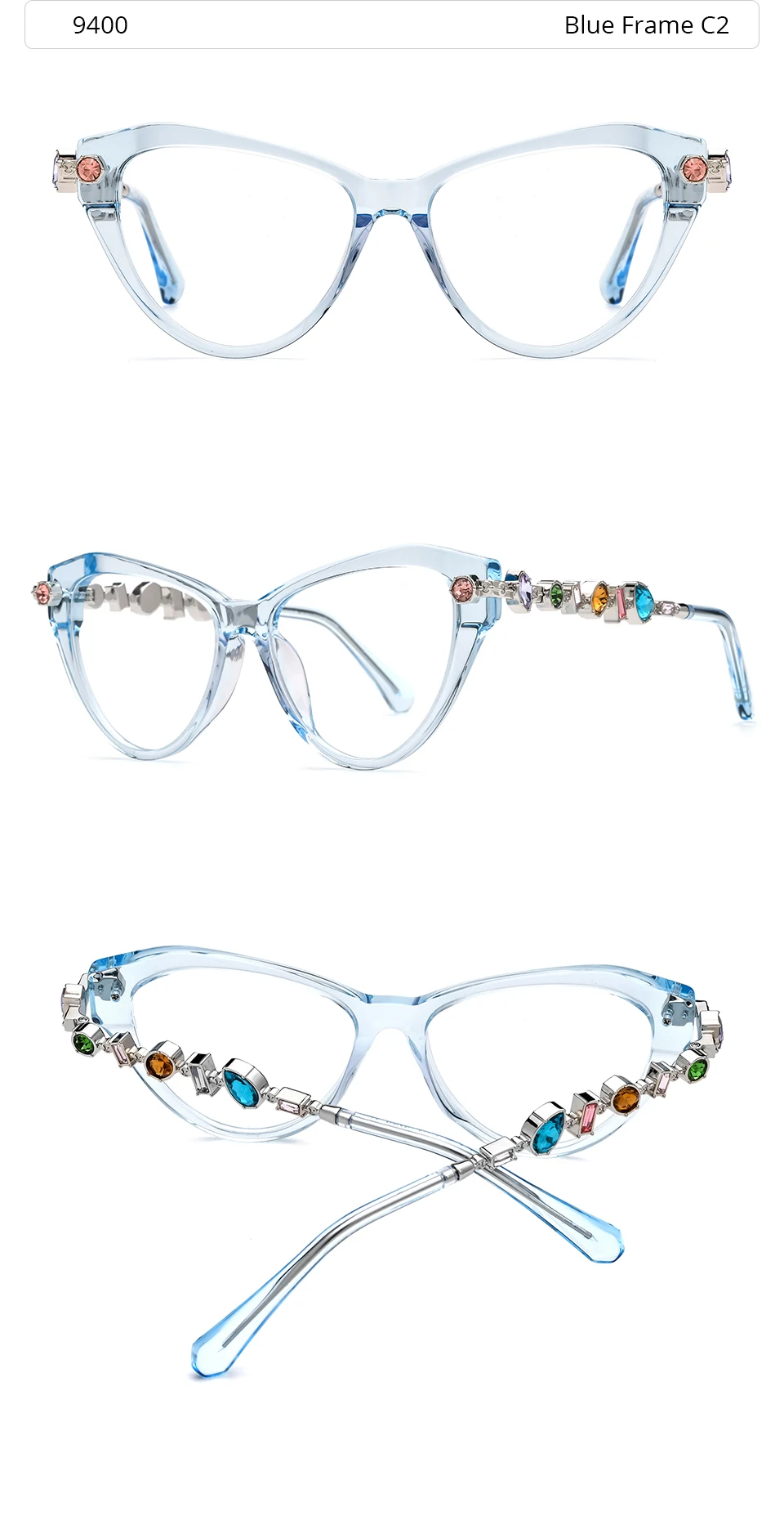 HEPIDEM Acetat Metall Diamanten Brillen Rahmen Frauen 2026 Neue Marke Design Gläser Mode Cat Eye Brillen Brille 9400 – Detail 8