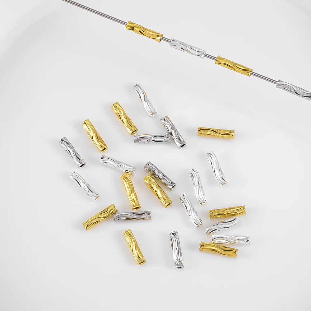 10pcs 50pcs 8mm S-shaped Threaded Straight Tube Bead Connectors 3 Colors Metal Conects For DIY Jewelry Making Accessories