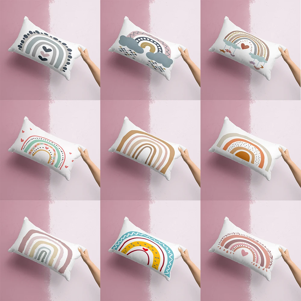 

Cute cloud rainbow long pillowcase sofa bedroom pillowcase removable and washable multi-size pillowcase 30x50, 40x60, 50x70