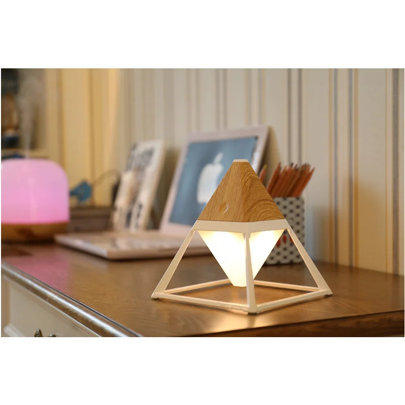 Led Wood Humidifier Pyramid Eye Protection Desk Lamp Usb Charging Waterproof Ip63 Night Light With 4 Product Color