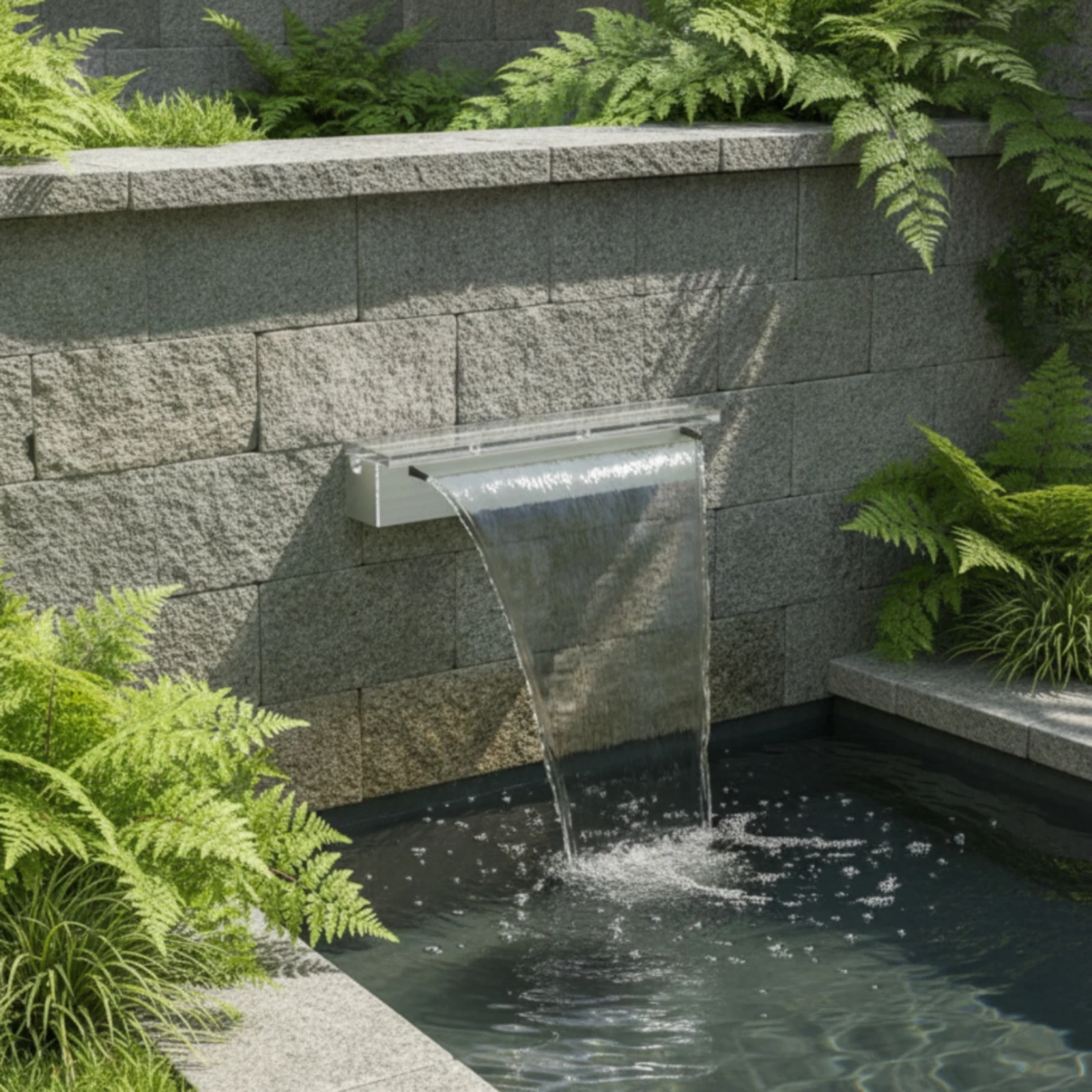 Waterfall Outlet Acrylic Waterfall Spillway with Clear Channel Water Feature Transparent Fountain Weather-Resistant