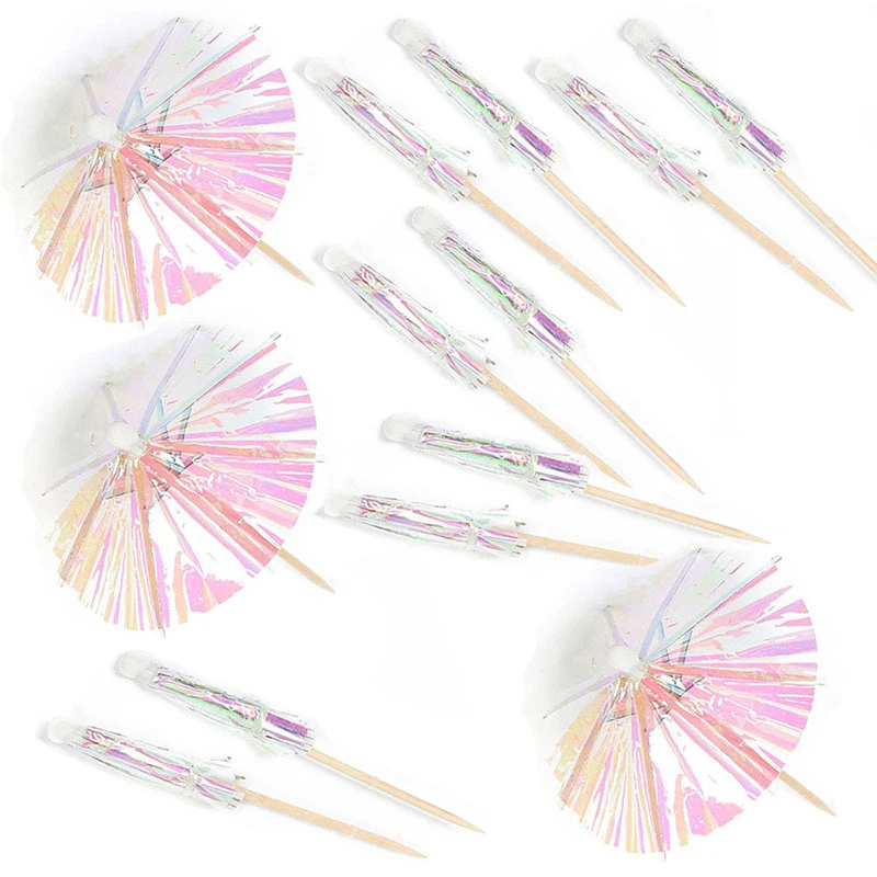 10Pcs Rainbow Mini Paper Cocktail Umbrella Fashionable Beverage Choices and Cupcake Tops - Fun Summer Decoration for Parties