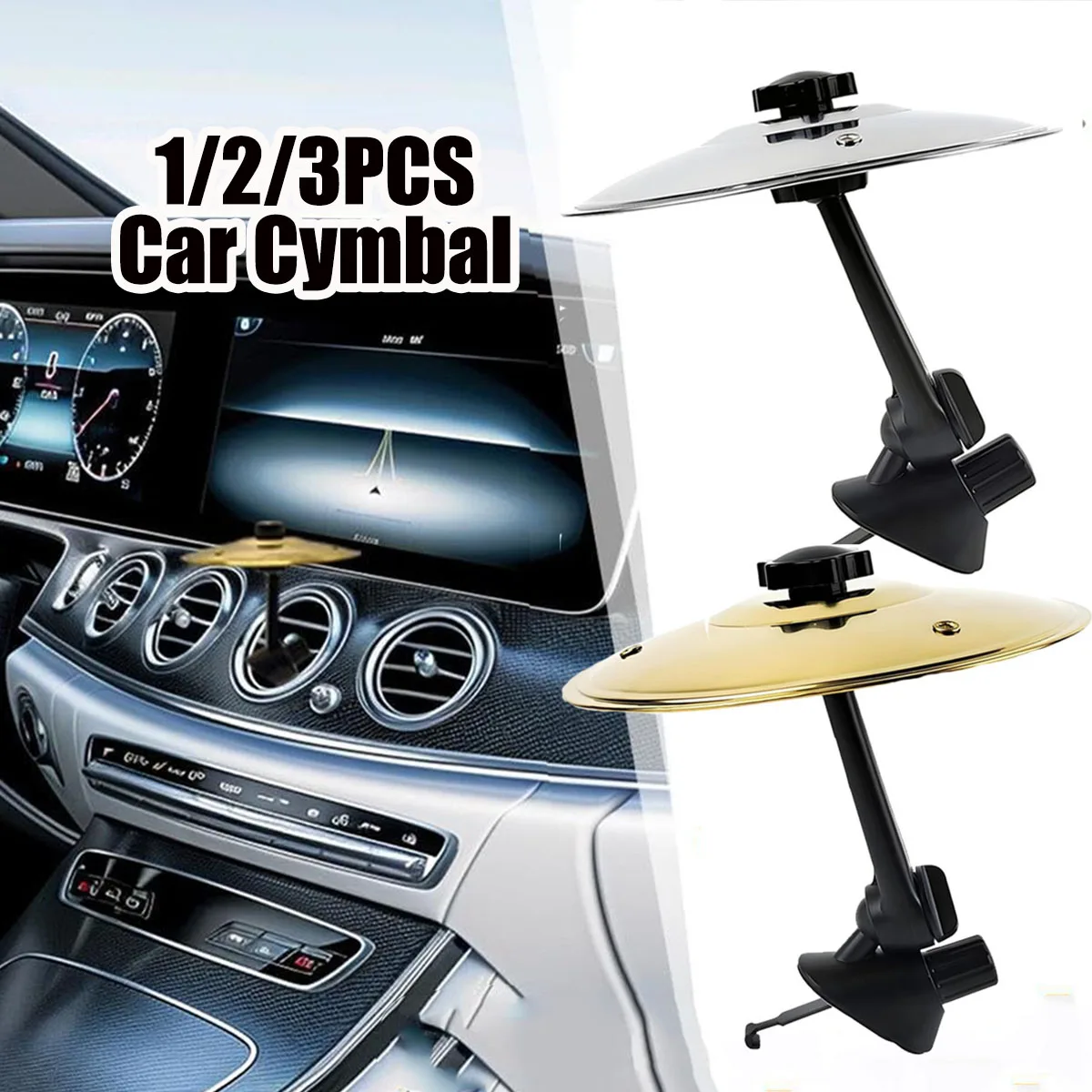 5.5 Inch Car Air Vent Cymbal - Clip-On Mini Drum Cymbal for Music Lovers, Fun Driving Accessory with Adjustable Hook