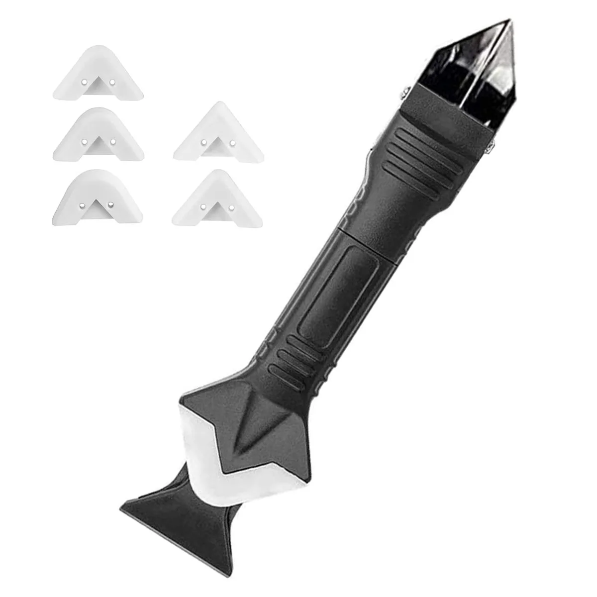 6 Caulking Tool Kit,Reusable Silicone Glue Corner Scrapers with Replaceable Pads Home Window Glass Caulk Remover Great Caulk