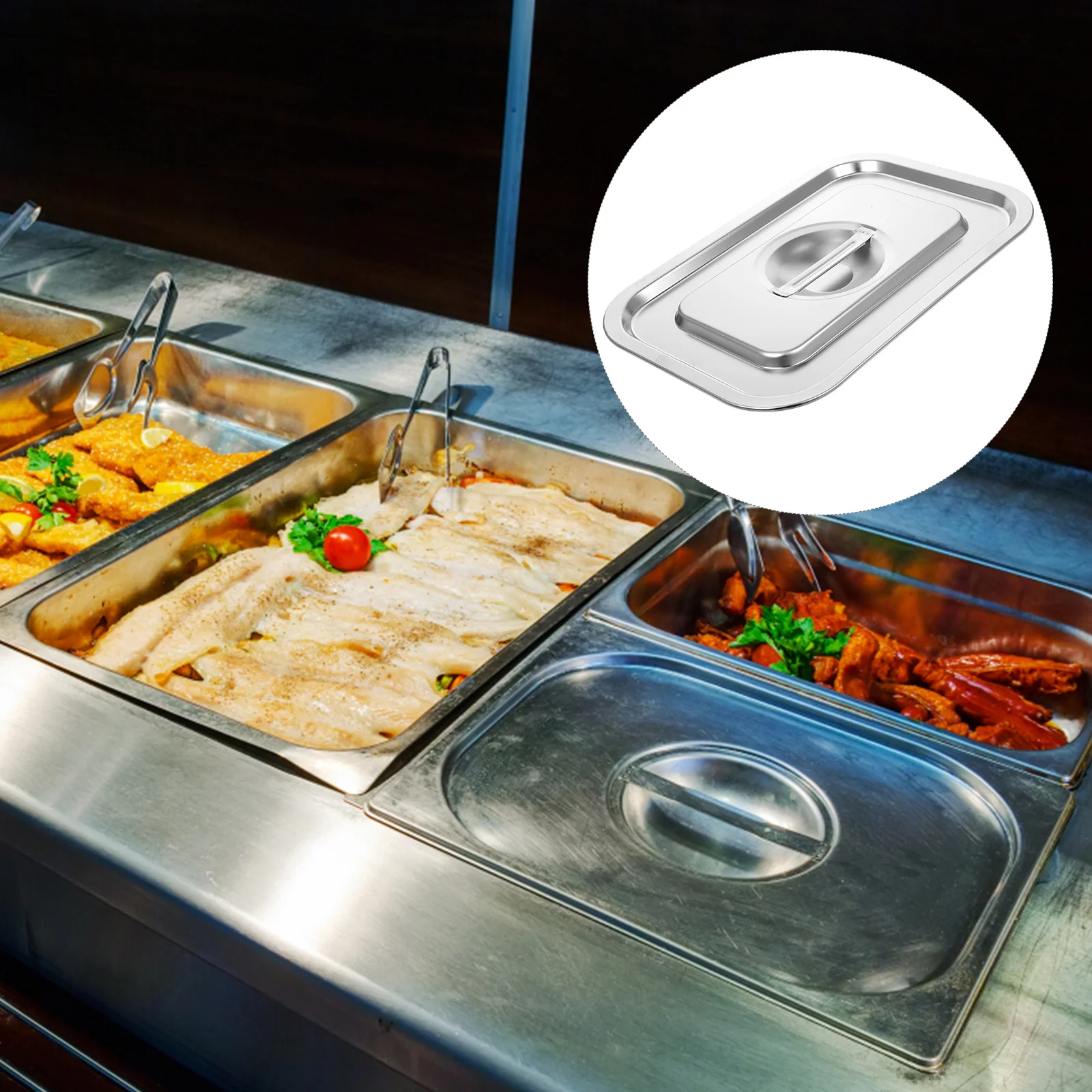 

Крышка для парового стола, ручка из нержавеющей стали, сверхмощная крышка для сковороды, прямоугольная защита для приготовления пищи в отеле, прямоугольная крышка для кастрюли