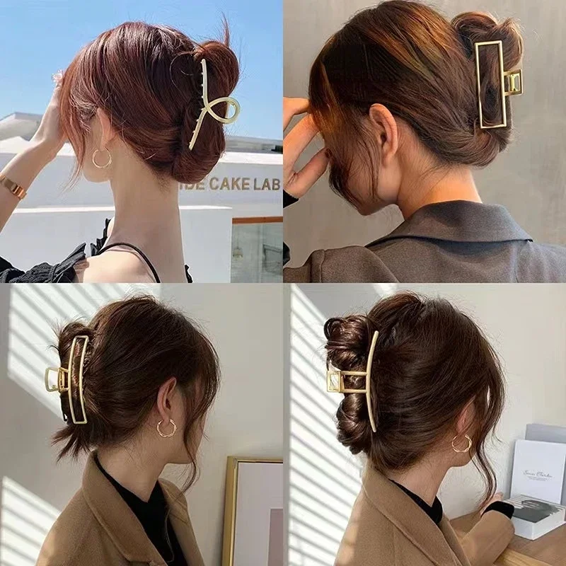 Artigli per capelli in metallo di lusso da donna Vintage Gold Grab Elegante fascia per capelli in tinta unita per copricapo da donna Accessori per capelli per ragazza