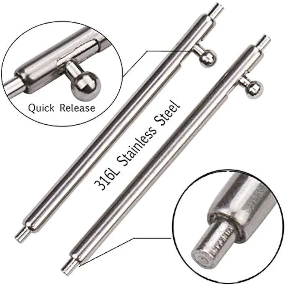 20 من دبابيس التحرير السريع ، قطرها ، من من من من من خلال إنشاء ، ~ ، للساعة الذكية 16/18/20/22 ، مفتاح الأذن من الفولاذ المقاوم للصدأ ، دبوس الأذن الخام ، شريط الأدوات