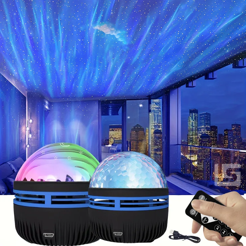 Led Starry Sky Projection Light Atmosphere Light Usb Charging Type Water Ripple Northern Lights Starry Sky Bedroom Night Light