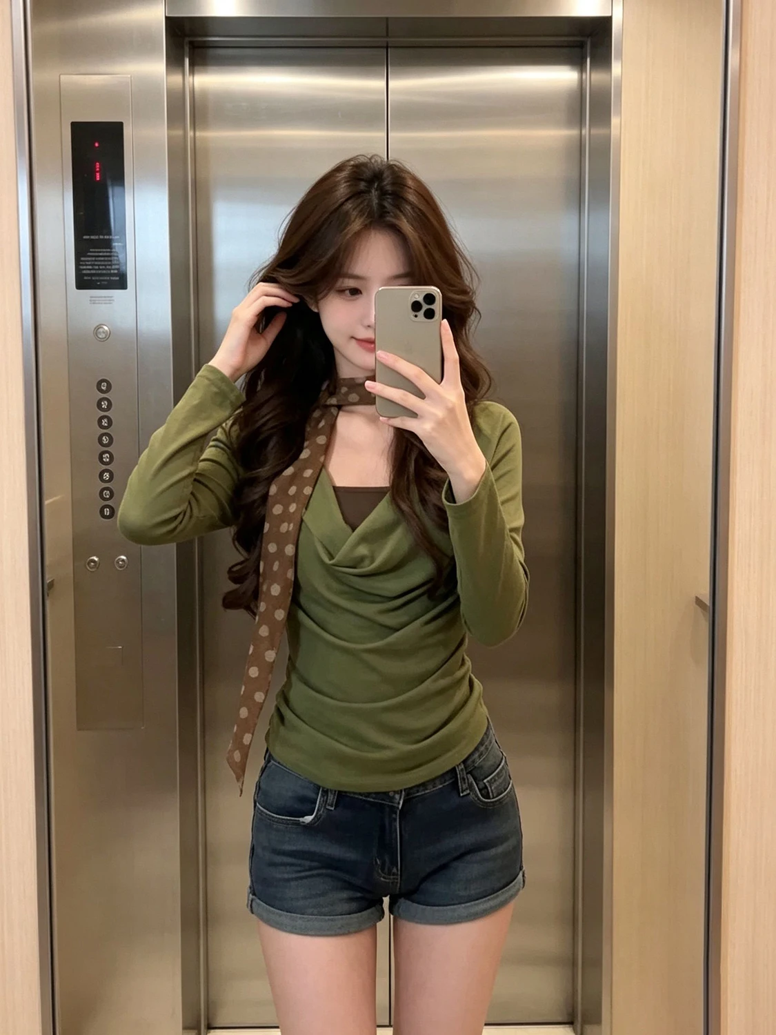 Korean Style Long Sleeve T-Shirt Women's Early Autumn Fashion Match Color Block Base Knitted Shirt Commute Style Universal Fit