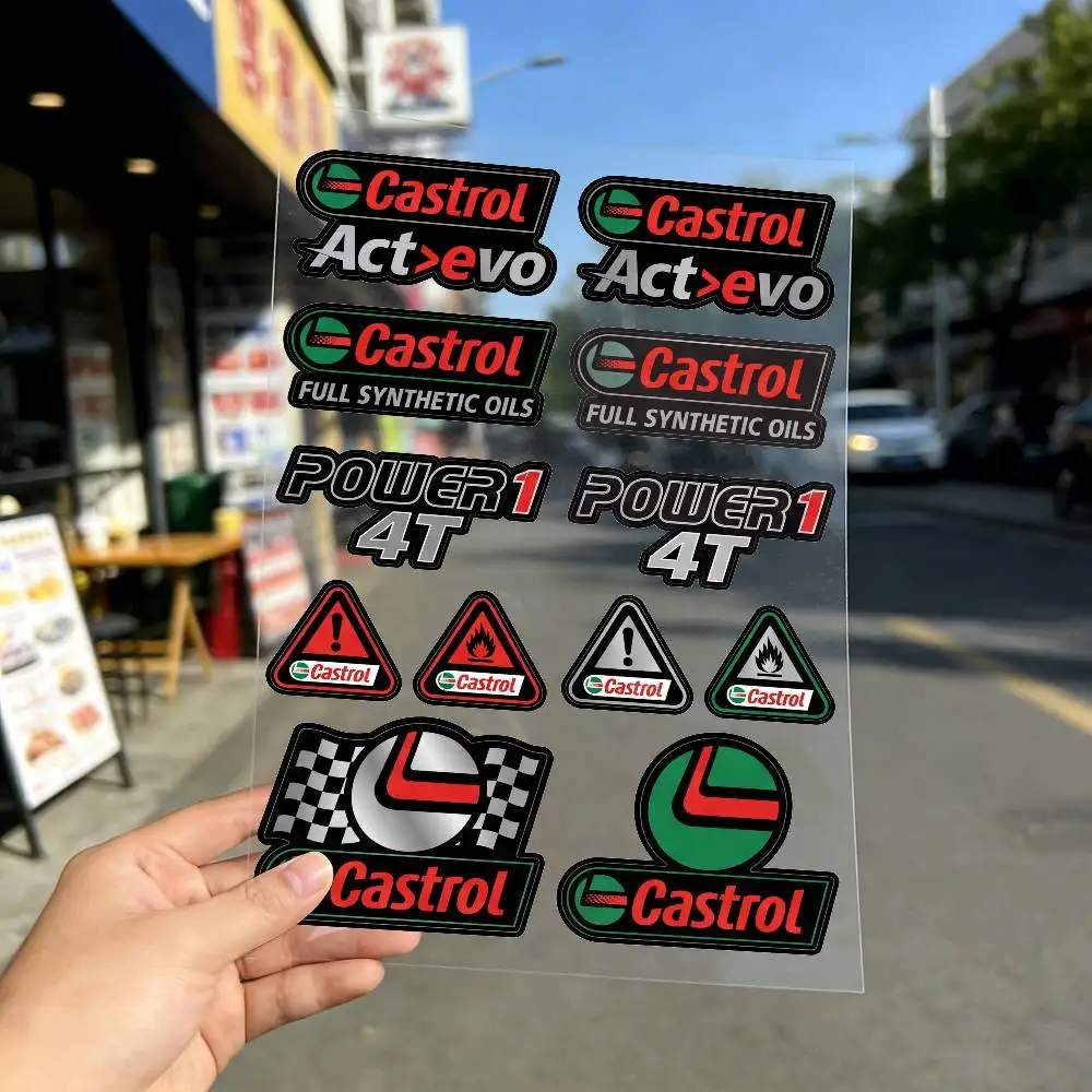 FOR CASTROL Universal Multi-Purpose Reflective Waterproof Stickers Scratch Conceal For Auto Bike Helmet Mug Fridge Decoration