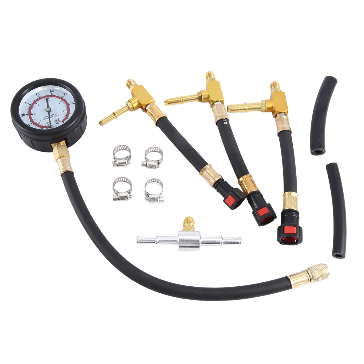 Car Fuel Pressure Gauge Car Gasoline Injection Tester Meter with 6.3 7.89 9.49 Connector Fast Connetion