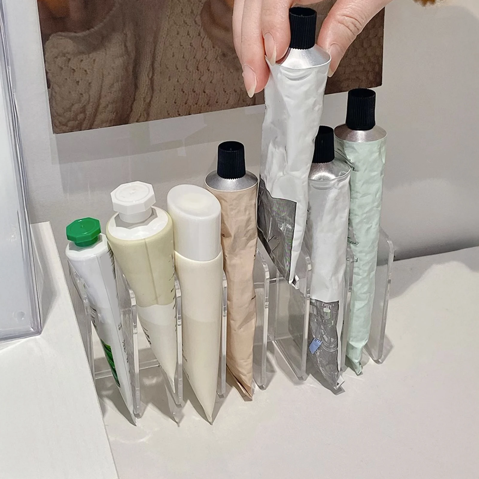 

Acrylic Makeup Organizer Large Capacity Hand Cream Display Boxes for Dresser Small Item Storage