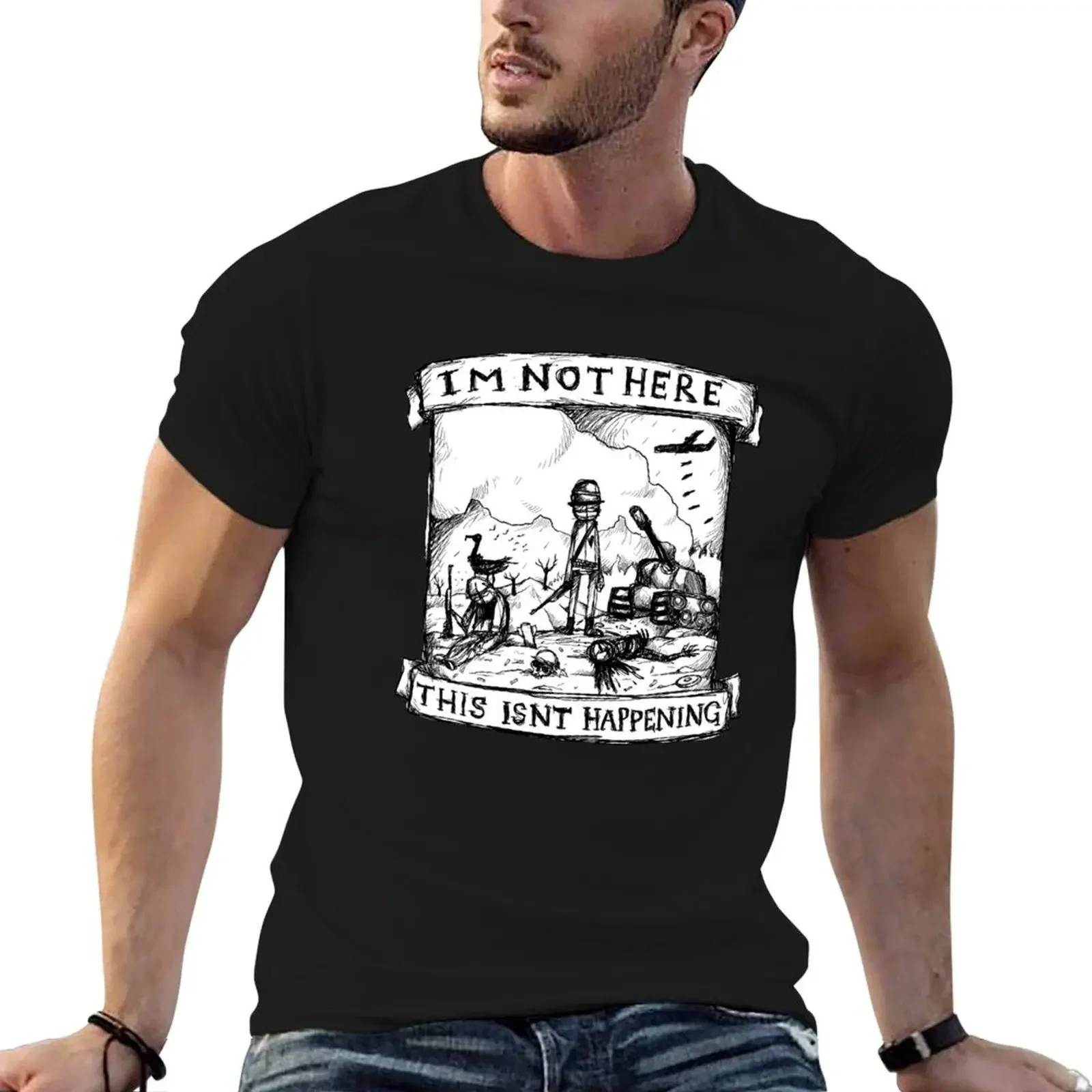 Im Not Here, This isnt Happening - How to Disappear Completely - Illustrated Lyrics T-Shirt sports fans Men's clothing