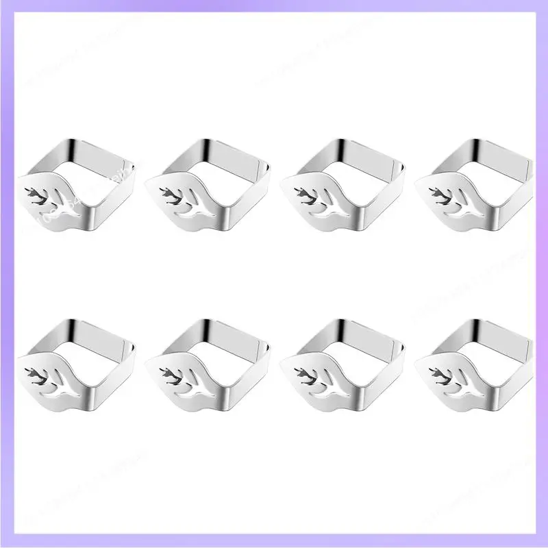 N83R 8 Pcs 실버 스테인레스 스틸 식탁보 클립 크리 에이 티브 잎 모양의 테이블 고정 클립 두꺼운 미끄럼 방지 식탁보 랙