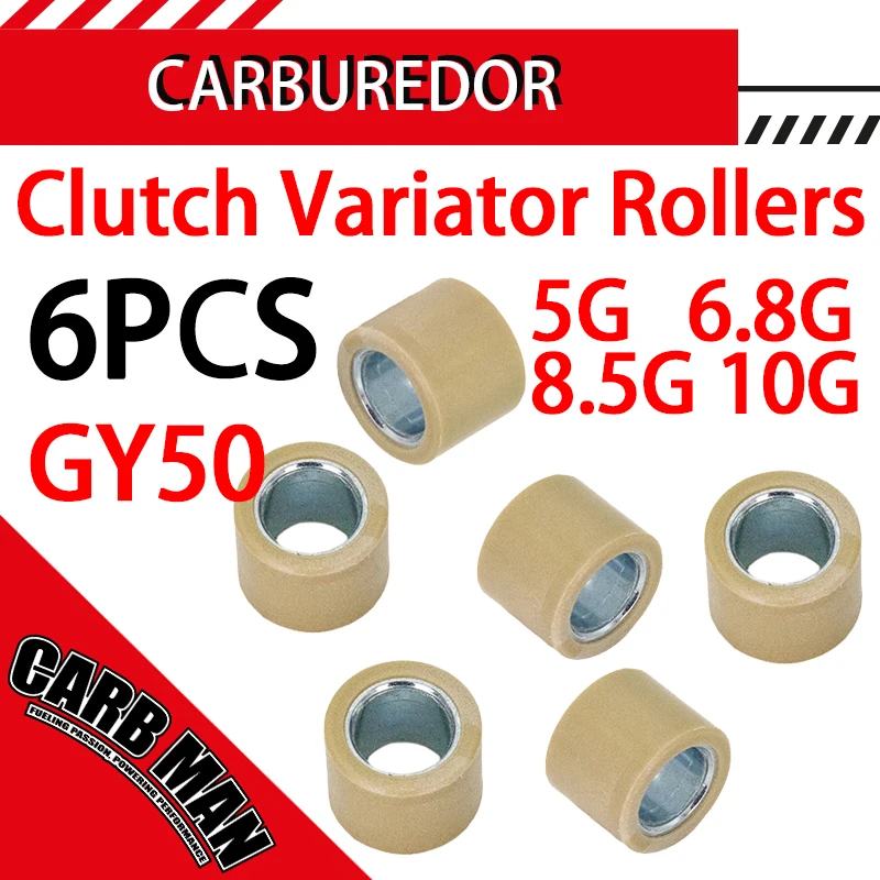 6PCS 16X13 5G 6.8G 8.5G 10G Clutch Variator Rollers Weight For Honda GY6 50cc 60cc 80cc 90cc Engine Moped Scooter ATV Go Kart