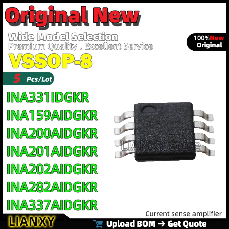 5pcs VSSOP-8 INA331IDGKR INA159AIDGKR INA200AIDGKR INA201AIDGKR INA202AIDGKR INA282AIDGKR INA337AIDGKR New Original