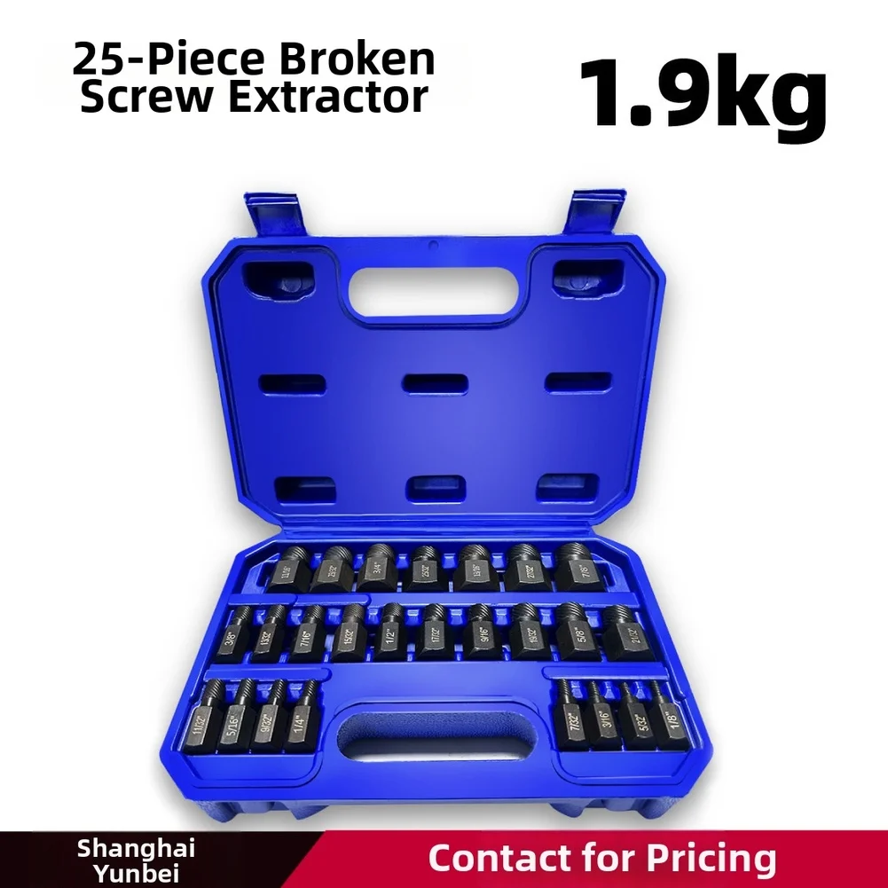 25PCS Broken Screw Extractor Set Chrome Alloy Steel Nut Remover Kit Spiral For Flute Design For Stripped Bolt Head Removal For