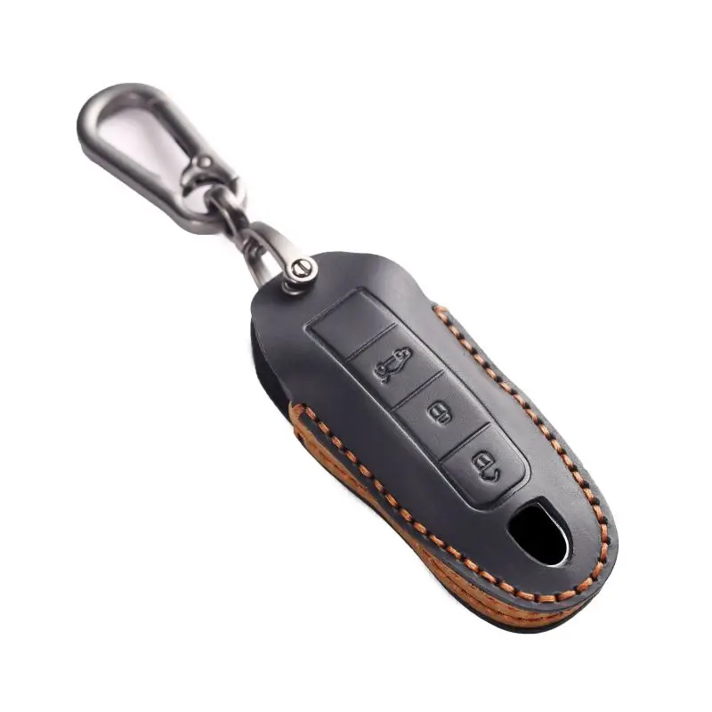 Funda de cuero para llave de coche, accesorio para Porsche Macan, Cayenne, 718, Panamera, 911, Taycan