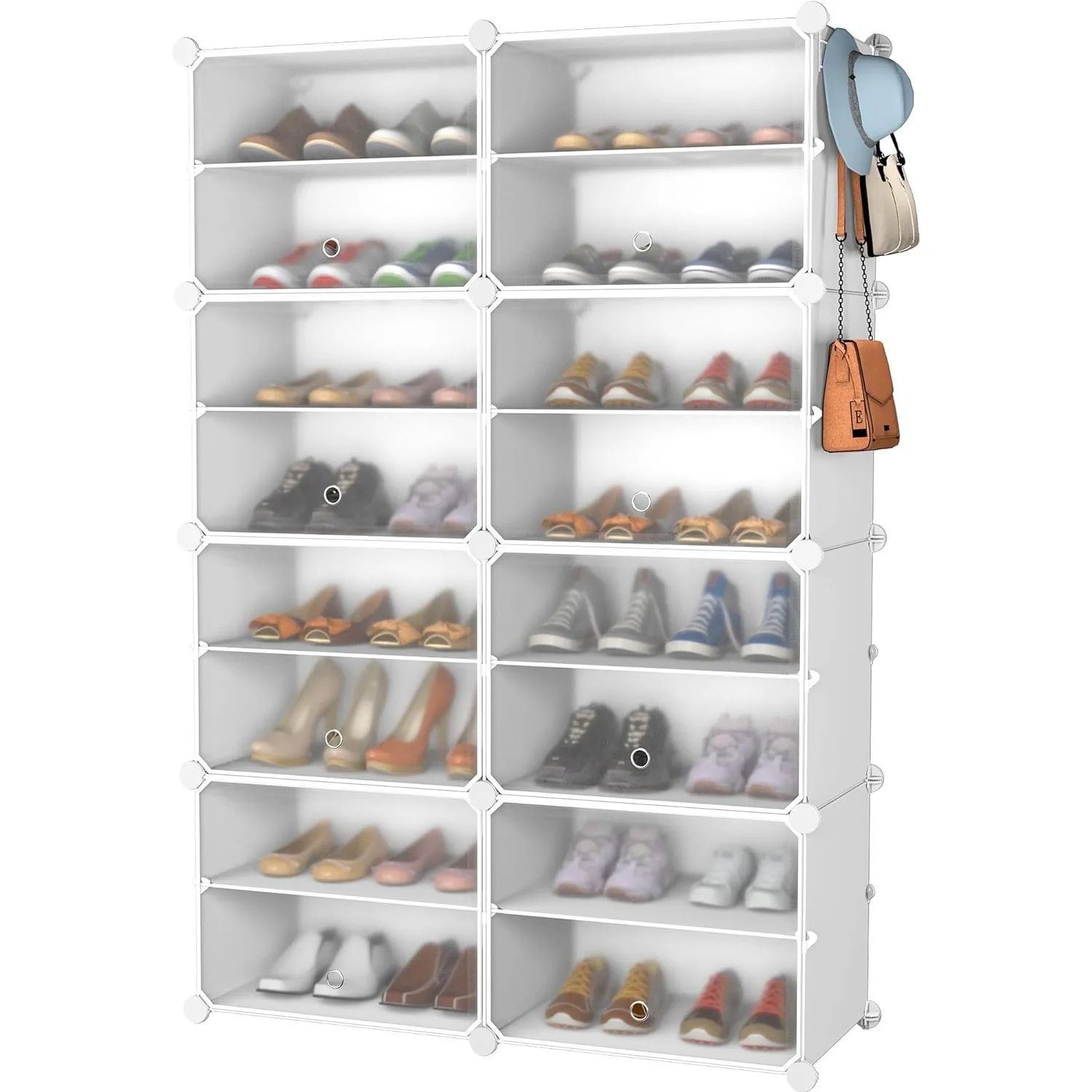 

HOMIDEC 8-Tier Shoe Organizer for Closet, 32-Pair Shoe Storage Cabinet, White, Metal