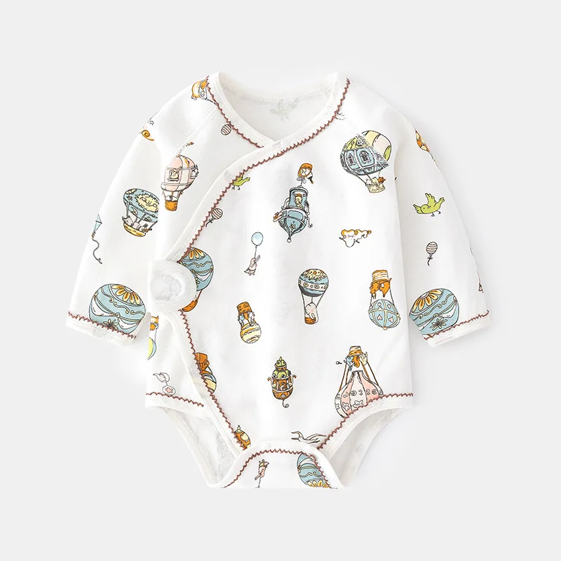 Baby Rompers Spring and Autumn Baby Triangle Rompers Cotton Newborn Long-Sleeved Printed Jumpsuit Boneless Romper